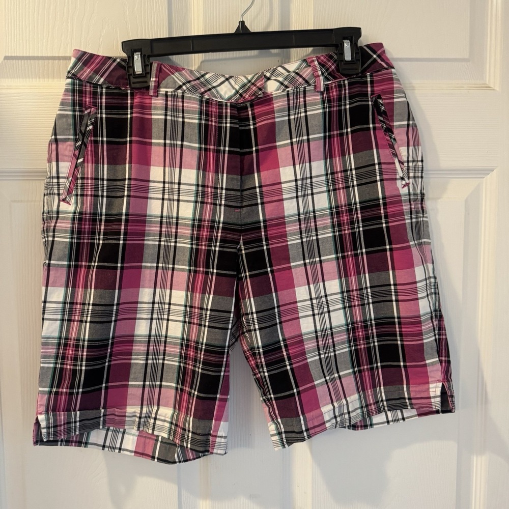 Lady Hagen Plaid Bermuda Shorts Womens Sz 10 Golf Active Athletic Cotton Stretch
